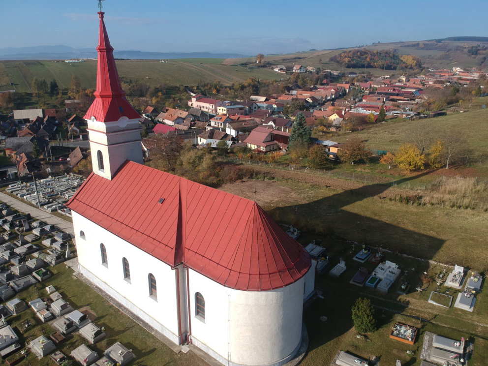 Kostolná veža Jablonov - strešná krytina SCHLEBACH LAMINA PREŠOV plech PROFAL RAL 3000