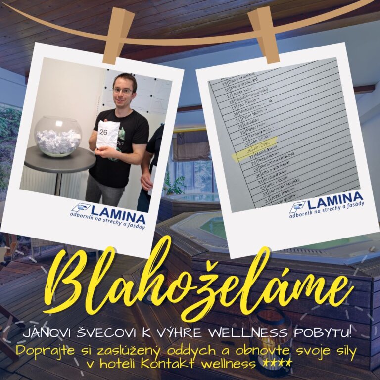 Blahoželáme výhercovi súťaže o pobyt v hoteli Kontakt wellness - žrebovanie výhercu